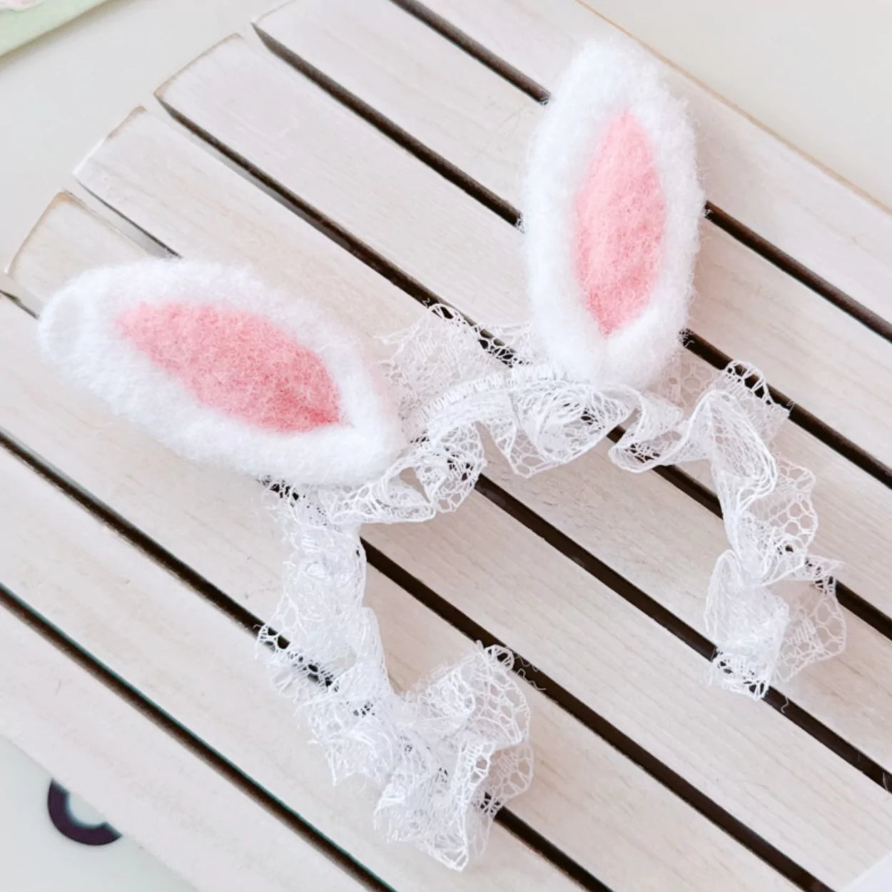 Handmade White Bunny Ears Headband