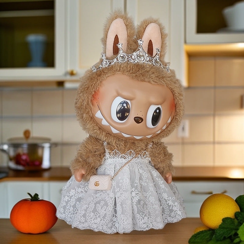 Handmade White Lace Princess Dress Outfit fit 38 cm doll👑