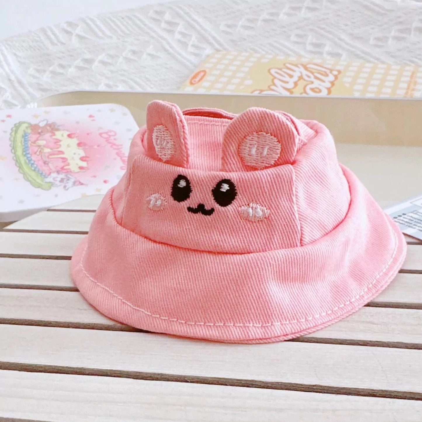 Cute Pink Bunny Ear Bucket Hat