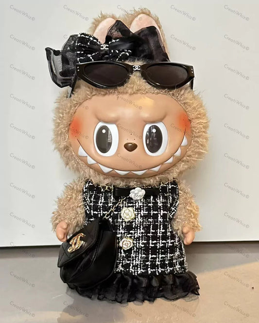 Handmade Mega-Size Luxury-Inspired Black Bow & Mini Crossbody Outfit fit 38 cm doll