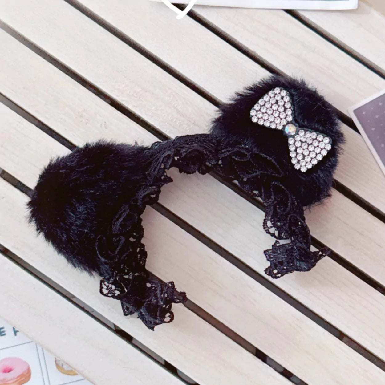 Handmade Black Furry Headband