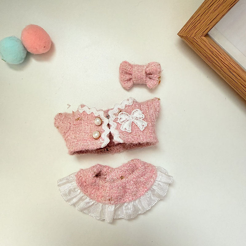 Handmade Pink Tweed Bow Outfit fit Labubu 4.0