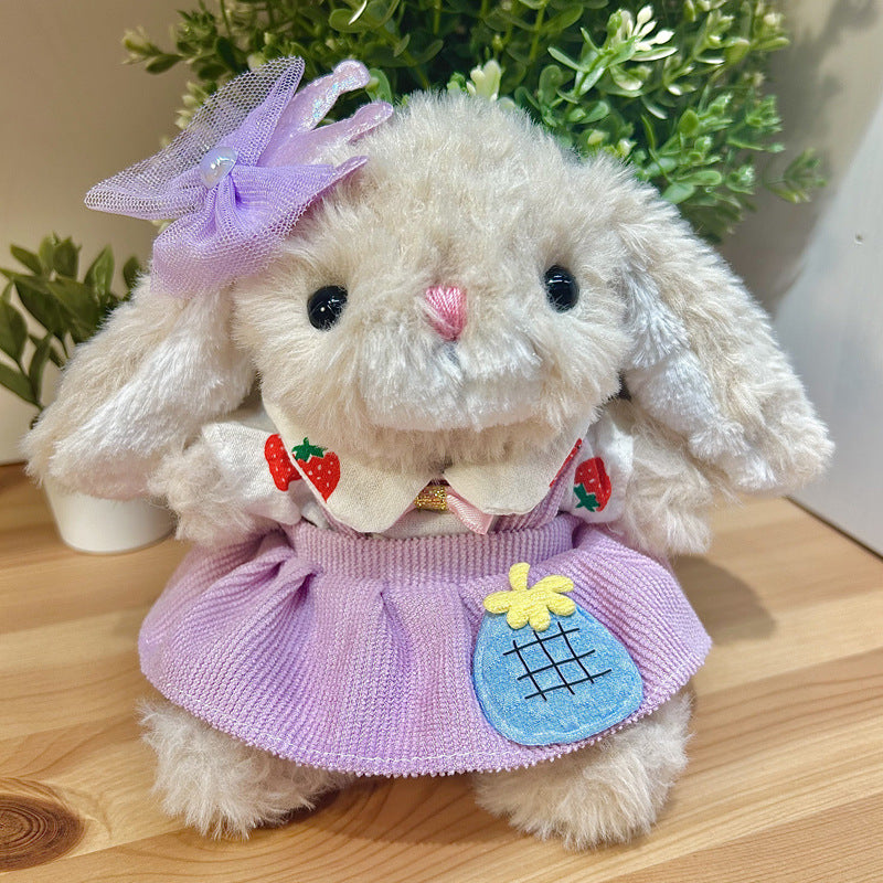Strawberry Purple Dress Outfit fits Jellycat rabbit-sized plush