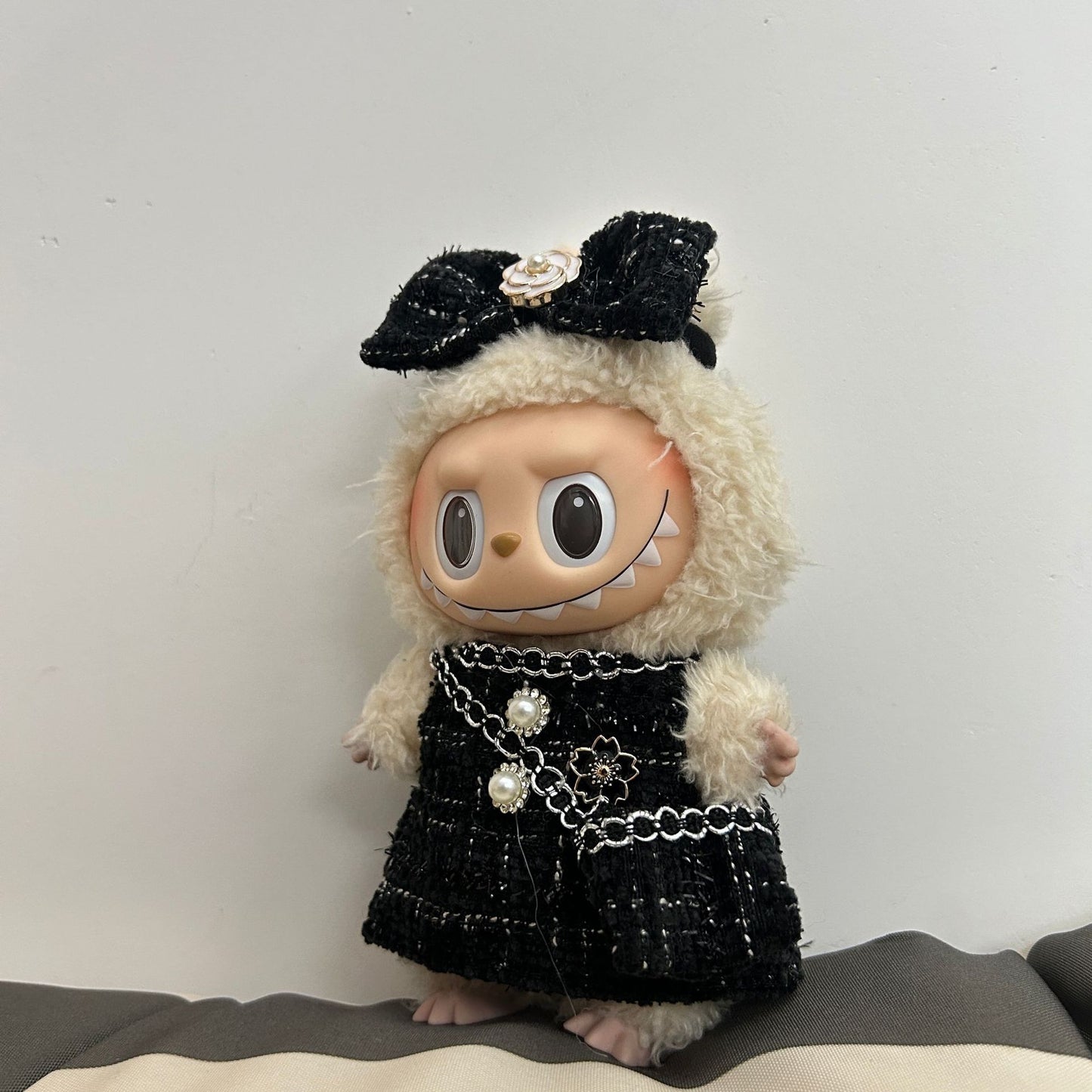 Handmade Elegant Black Tweed Dress Outfit