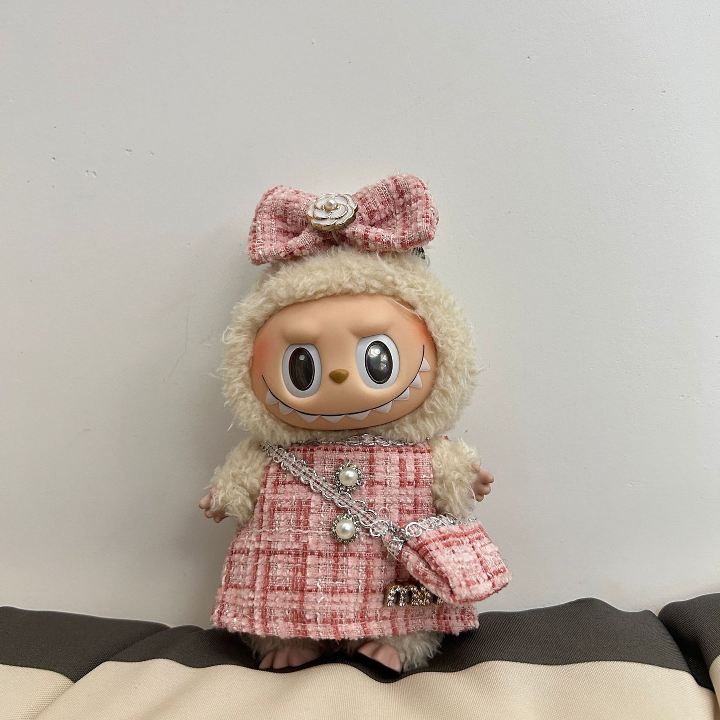 Handmade Elegant Pink Tweed Dress Outfit