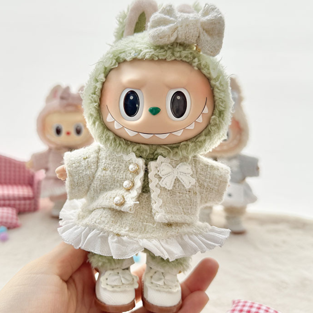 Handmade Mint Green Tweed Outfit fit Labubu Dolls