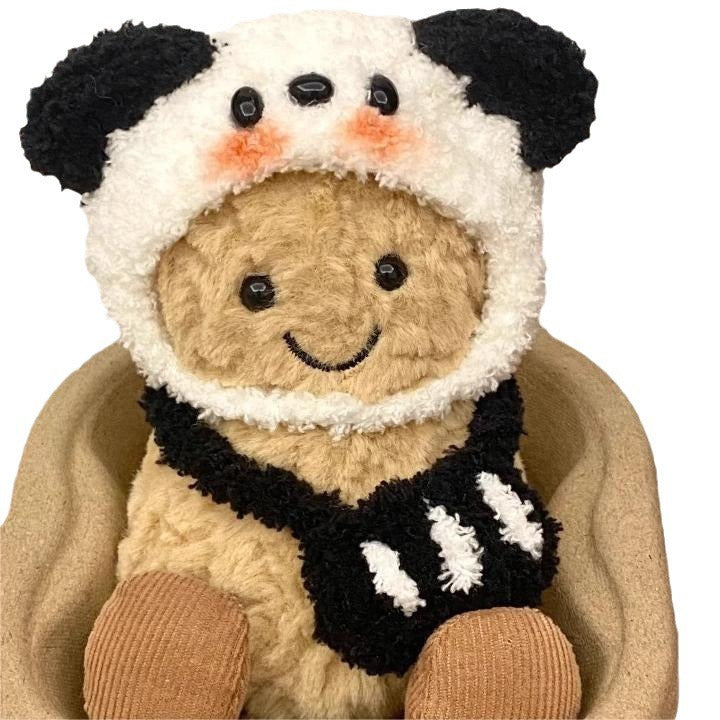 Panda Hood & Scarf Outfit fits Jellycat Peanut-sized plush